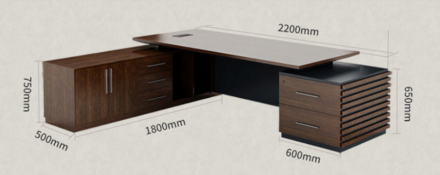 簡約現(xiàn)代老板桌尺寸圖